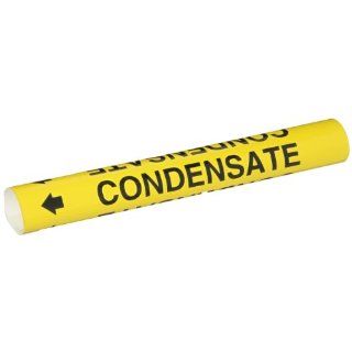 Brady 5662 O B 689 PVF Over Laminated Polyester, Black On Yellow Color High Performance Wrap Around Pipe Marker, Legend "Condensate" For 1/2"   1 3/8" Outside Pipe Diameter: Industrial Pipe Markers: Industrial & Scientific