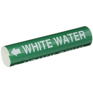 Brady 5793 I High Performance   Wrap Around Pipe Marker, B 689, White On Green Pvf Over Laminated Polyester, Legend "White Water": Industrial Pipe Markers: Industrial & Scientific