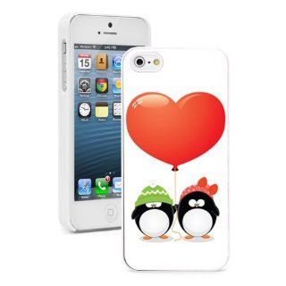 Apple iPhone 5 5S White 5W376 Hard Back Case Cover Color Cute Penguin Couple Heart Balloon: Cell Phones & Accessories