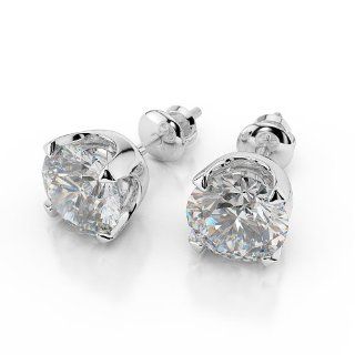 Swarovski Cubic Zirconia (CZ) Stud Earrings 14K White Gold 3.10 ctw Certified Round Cut 1 1/2 ct Center Stones D Color IF Clarity: Jewelry