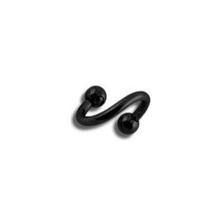 Blackline Titanium Black Anodized Helix / Twisted Barbell w/ Balls   Body Piercing & Jewelry by VOTREPIERCING   Size: 1.6mm/14G   Diameter: 10mm   Balls: 04mm: Piercing Rings: Jewelry