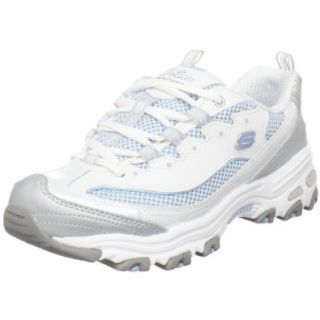 Skechers Women's D'Lites Digginit Sneaker, White/Silver/Blue, 7.5 M US: Fashion Sneakers: Shoes