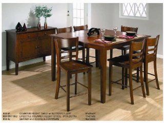 7 Pcs Set 54"x54" Solid Wood Counter Height Table with Stool   Coffee Tables