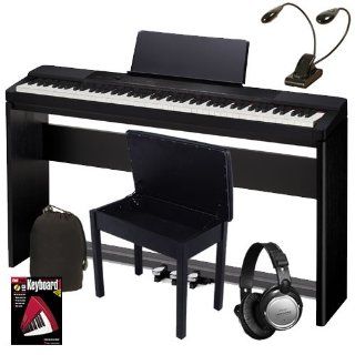 Casio PX 150 Black Digital Piano HOME BUNDLE w/ Stand, Bench, Lamp & Headphones: Musical Instruments