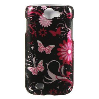 VMG For Samsung Exhibit II 2 T679 (2nd Gen) Cell Phone Graphic Image Design Faceplate Hard Case Cover   Pink Black Butterflies & Floral Flower: Cell Phones & Accessories