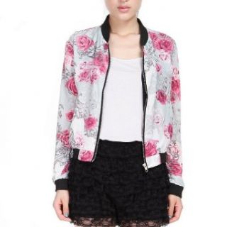 Eimbory Women's Long Sleeve Rose Flower Printed Bomber Jacket (Small) at  Womens Clothing store
