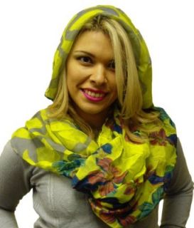 Floral Print Lightweight all Season Infinity Loop Scarf (Yellow & Blue) at  Womens Clothing store