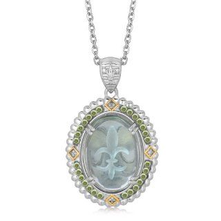 IceCarats Designer Jewelry 18K Yellow Gold And Sterling Silver Multi Gemstone Fleur De Lis Pendant: IceCarats: Jewelry