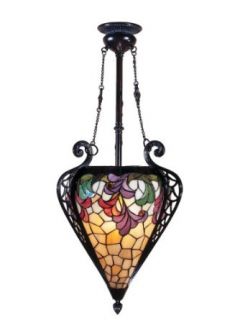 Dale Tiffany TH100578 Jacqueline Fancy Inverted Pendant Light, Mica Bronze and Tiffany/Metal Shade   Ceiling Pendant Fixtures  