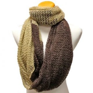 Luxury Divas Brown & Beige Double Sided Thin Knit Infinity Shawl Scarf Wrap at  Womens Clothing store