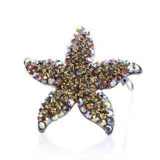 DoubleAccent Hair Jewelry Swarovski Crystal Starfish Hair Barrettes Black Color: Jewelry