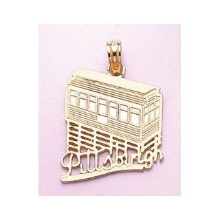 14k Gold Travel Necklace Charm Pendant, Pittsburgh Incline Tram Cable Car: Jewelry