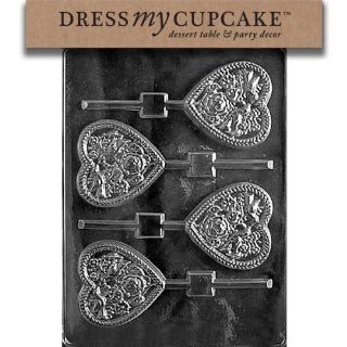 Dress My Cupcake Chocolate Candy Mold, Wedding Heart with Doves, Set of 6: Kitchen & Dining
