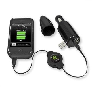 Emerge Technologies Retractable iPhone Battery Case Charger and Sync   Black: Cell Phones & Accessories
