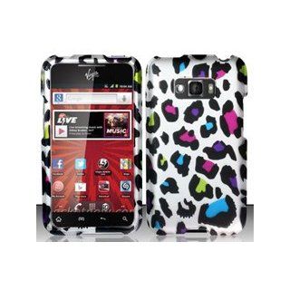 LG Optimus Elite LS696 (Sprint) Colorful Leopard Design Snap On Hard Case Protector Cover + Free Animal Rubber Band Bracelet Cell Phones & Accessories