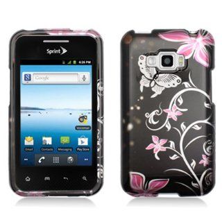 Aimo Wireless LGLS696PCIMT071 Hard Snap On Image Case for LG Optimus Elite LS696/ Optimus Quest L46c   Retail Packaging   Pink/Flowers and Butterfly: Cell Phones & Accessories