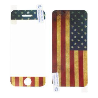 Skque® Vintage USA Flag Front & Back Sticker Screen Protector Full Body Cover Film for Apple® iPhone® 5 5C 5S 5G: Cell Phones & Accessories