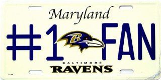 Baltimore Ravens #1 Fan NFL Embossed Aluminum Automotive Novelty License Plate Tag Sign: Automotive