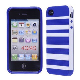 MESH SOFT SKIN FOR APPLE IPHONE 4 4S RUBBER SILICONE HARD COVER CASE BLUE WHITE AR0709 CELL PHONE ACCESSORY: Cell Phones & Accessories