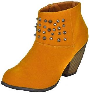 Qupid Priority 46 Mustard Velvet Women Cowboy Ankle Boots: Shoes: Shoes