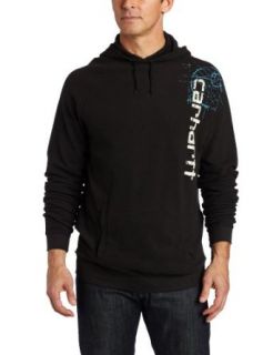 Carhartt Men's Blueprinted Logo Textured Knit Hoodie, Black, XX Large Regular: Clothing