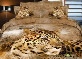 Perfectos 4 Pcs Comforter Cotton Classic Leopard Printed Duvet Cover and Bedding Set Queen   Queen Comforter Sets Clearance