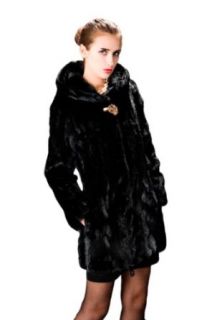 Queenshiny Long Women's 100% Real Genuine Mink Fur Coat Jacket with Hood at  Womens Clothing store