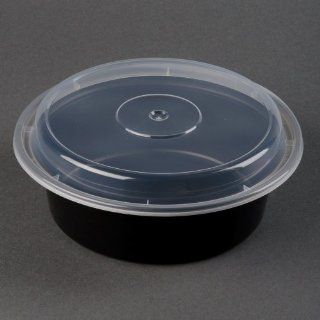 Newspring NC 729 B Black 32 oz. VERSAtainer 7" x 2" Round Microwavable Container with Lid 150/CS   Disposable Household Food Storage