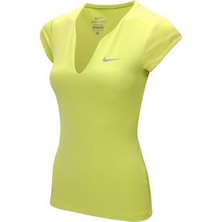 NIKE Womens Pure Short Sleeve Tennis Shirt   Size: Small, Venom Green/silver