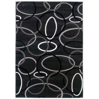 LR Resources Adana Charcoal Rings and Ovals Rug