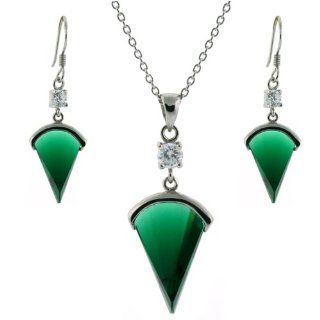 Silver Swarovski Crystal Emerald Green May Birthstone CZ Necklace Earrings Jewelry Set in Gift Box Bucasi SALE: Jewelry