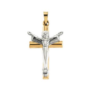 Jewelryweb 14k Two Tone Risen Christ Crucifix Pendant