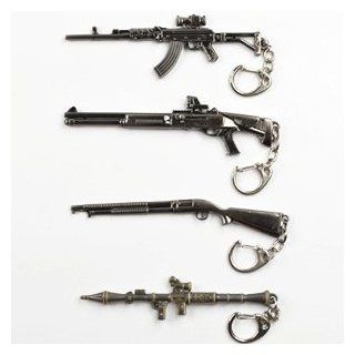 Bluecell Pack of 4 Pcs of Mini Metal Shooting Game Gun Model Sniper Rifle Pendant/Ornaments Key Ring Keychain (001#002#714#533)  Key Tags And Chains 
