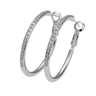 Swarovski Elements Crystal Hoop Earring 18K gold plated earrings, Fashion jewelry, nickel free, plating platinum, Rhinestone: Jewelry