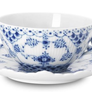 Royal Copenhagen Blue Fluted Full Lace 7.5 oz. Teacup and Saucer