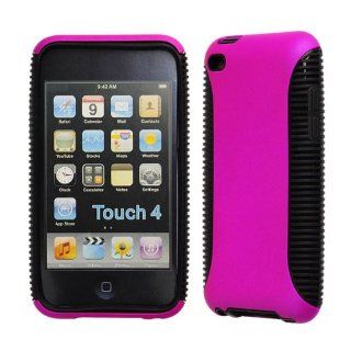 Apple iPod Touch 4G / iTouch 4 Rubberized Hybrid Black TPU with Hot Pink   Snap On Cover, Hard Plastic Case, Face cover, Protector   Retail Packaged: Cell Phones & Accessories