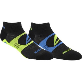 BROOKS Training Day Low Quarter Socks   2 Pack   Size: 10 13, Black/neon