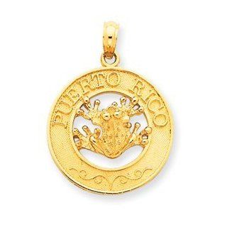 14k Gold Puerto Rico with Frog Pendant: Jewelry