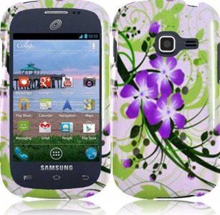 Samsung Galaxy Centura S738C ( Straight Talk , Net10 , Tracfone ) Phone Case Accessory Purple Inspiring Flowers Hard Snap On Cover with Free Gift Aplus Pouch: Cell Phones & Accessories
