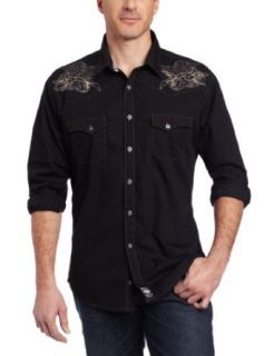 Wrangler Men's Rock 47 By Spread Collar Dress Shirt, Black, X Large at  Mens Clothing store Button Down Shirts