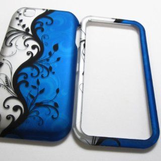 RUBBERIZED HARD PHONE CASES COVERS SKINS SNAP ON FACEPLATE PROTECTOR FOR LG MAXX TOUCH MYTOUCH MY TOUCH 4G E739 E 739 e739 TMOBILE t.MOBILE / BLUE VINE AND SILVER(WHOLESALE PRICE) Cell Phones & Accessories