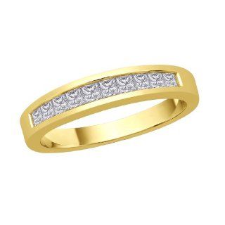 Channel Set Princess Cut Diamond Band in 14K Yellow Gold (1/2 cttw): Katarina: Jewelry