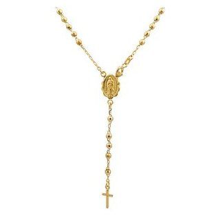 14k Yellow Gold Bead Rosary Necklace: Chain Necklaces: Jewelry