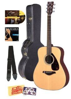 Yamaha FG700S Folk Acoustic Guitar Bundle with Hard Case, Instructional DVD, Picks, Strap, Strings, Pick Card, and Polishing Cloth   Natural: Musical Instruments