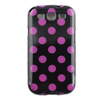 Samsung Galaxy S 3 III / S3 / i9300 i 9300 / i747 i 747 Black with Purple Polka Dots Circles Design TPU Soft Gel Candy Skin Protective Cover Case Cell Phone: Cell Phones & Accessories