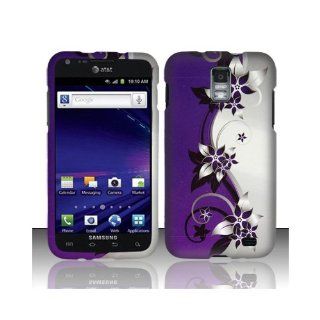 Purple Silver Flower Hard Cover Case for Samsung Galaxy S2 S II AT&T i727 SGH I727 Skyrocket Cell Phones & Accessories