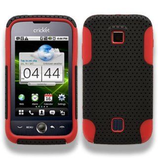 HUAWEI M860 ASCEND METRO PCS SPORTY PERFORATED HYBRID 2 TONE (SOFT SILICONE+SOFT RUBBER) CASE BLACK/RED: Cell Phones & Accessories