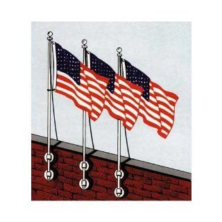 Vertical wall mounted 10ft aluminum pole   USA 3 x 5 Sewn Nylon Flag  Vertical Wall Mounted Flagpoles  Patio, Lawn & Garden