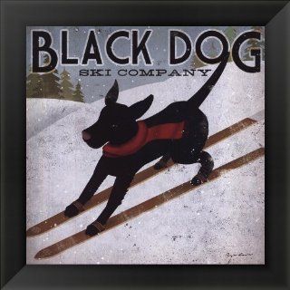 Black Dog Ski by Ryan Fowler Framed Art, Size 14 X 14   Prints