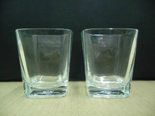 Set of 2 Crown Royal Canadian Whisky Square Lowball Rocks Tumbler Glasses: Kitchen & Dining